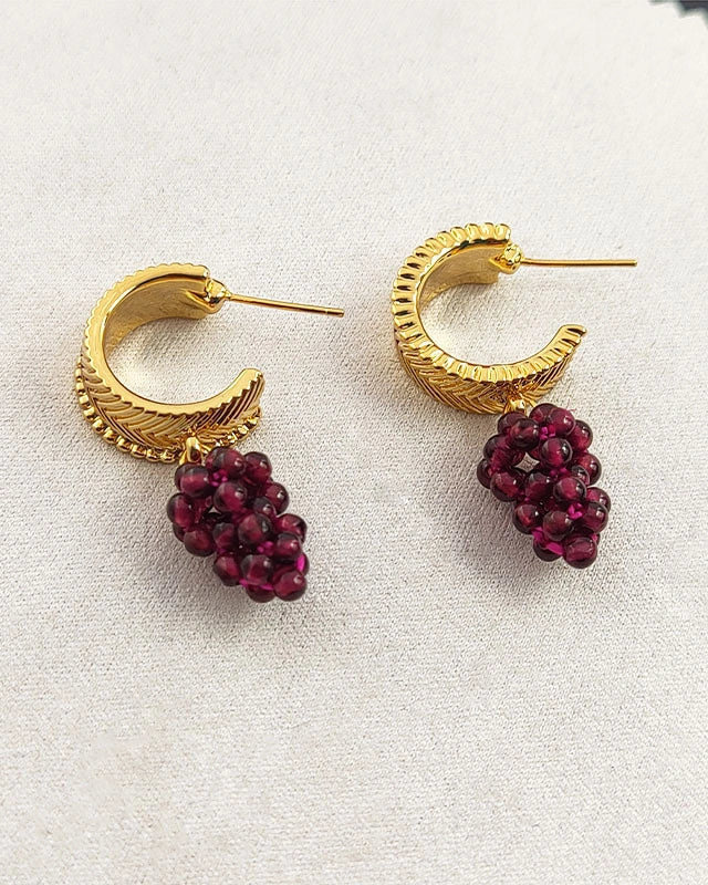 Garnet Grape Gold Earrings – Passion & Love