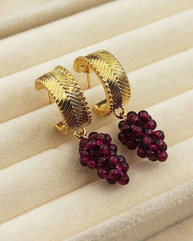 Garnet Grape Gold Earrings – Passion & Love