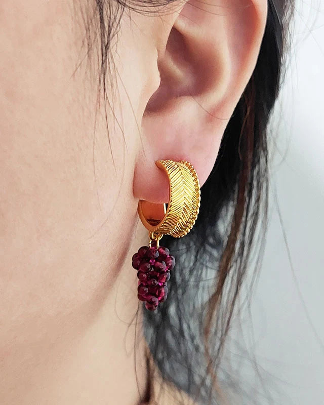Garnet Grape Gold Earrings – Passion & Love
