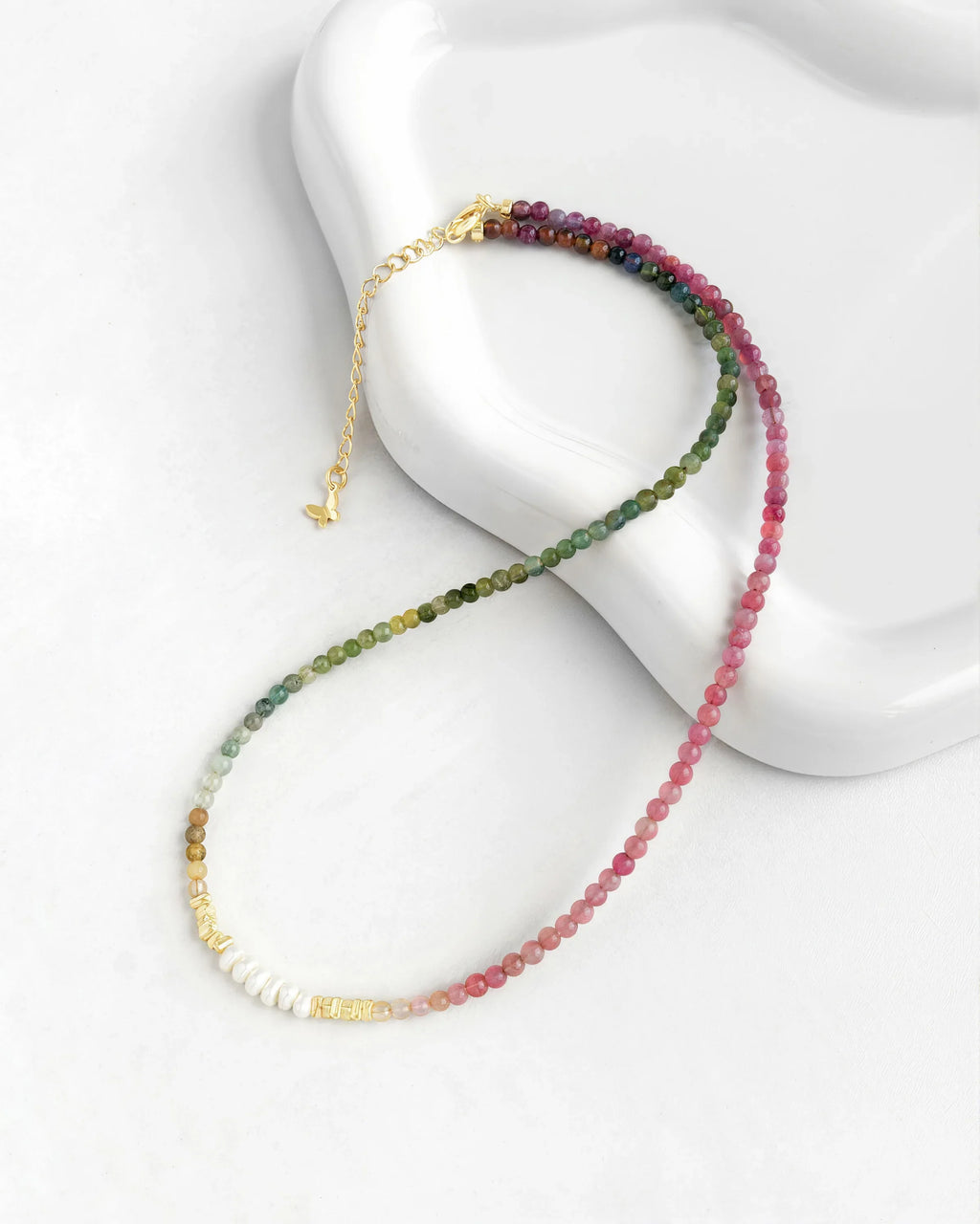 Pink Tourmaline Gold Necklace Set – Love & Positivity