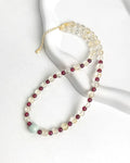 Citrine Beaded Necklace with Garnet and Jade
