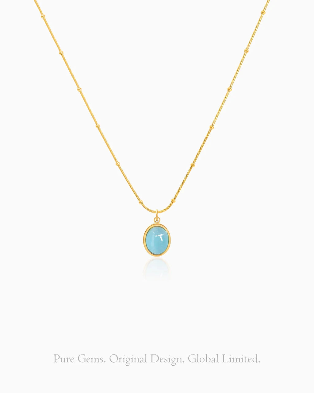 Aquamarine 14K Gold Plated Pendant Necklace