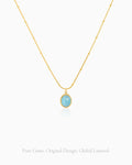 Aquamarine 14K Gold Plated Pendant Necklace