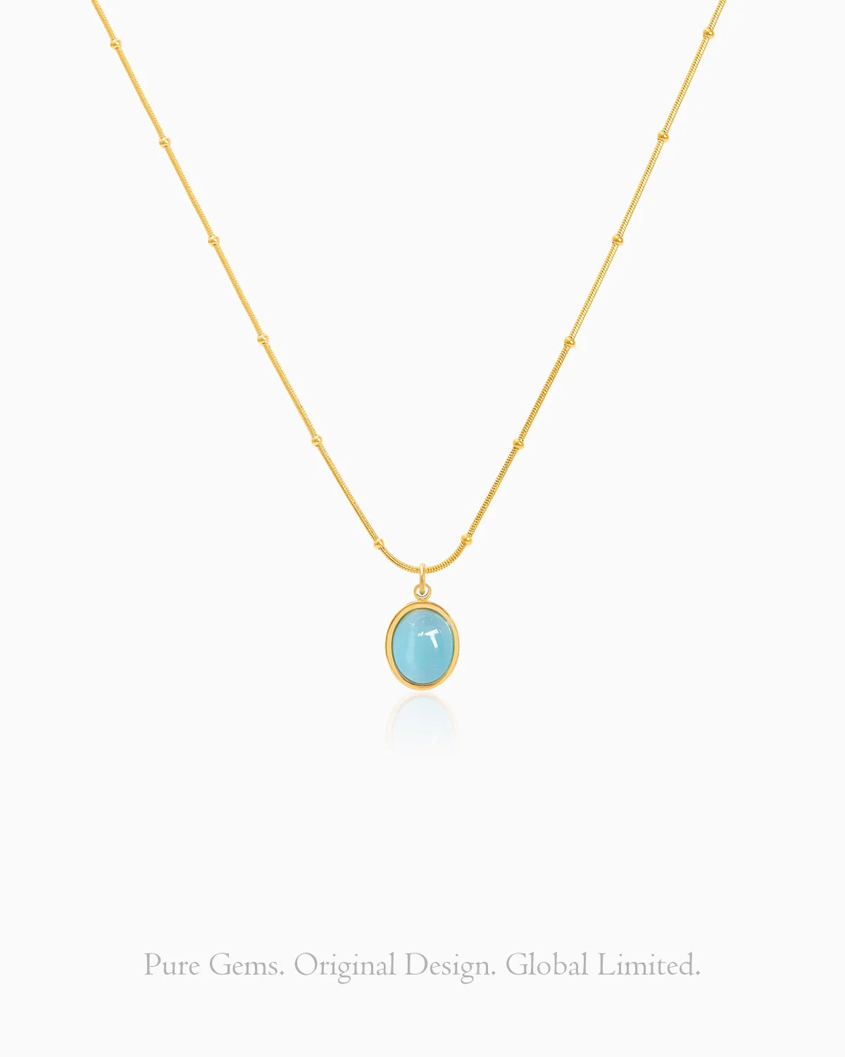 Aquamarine 14K Gold Plated Pendant Necklace