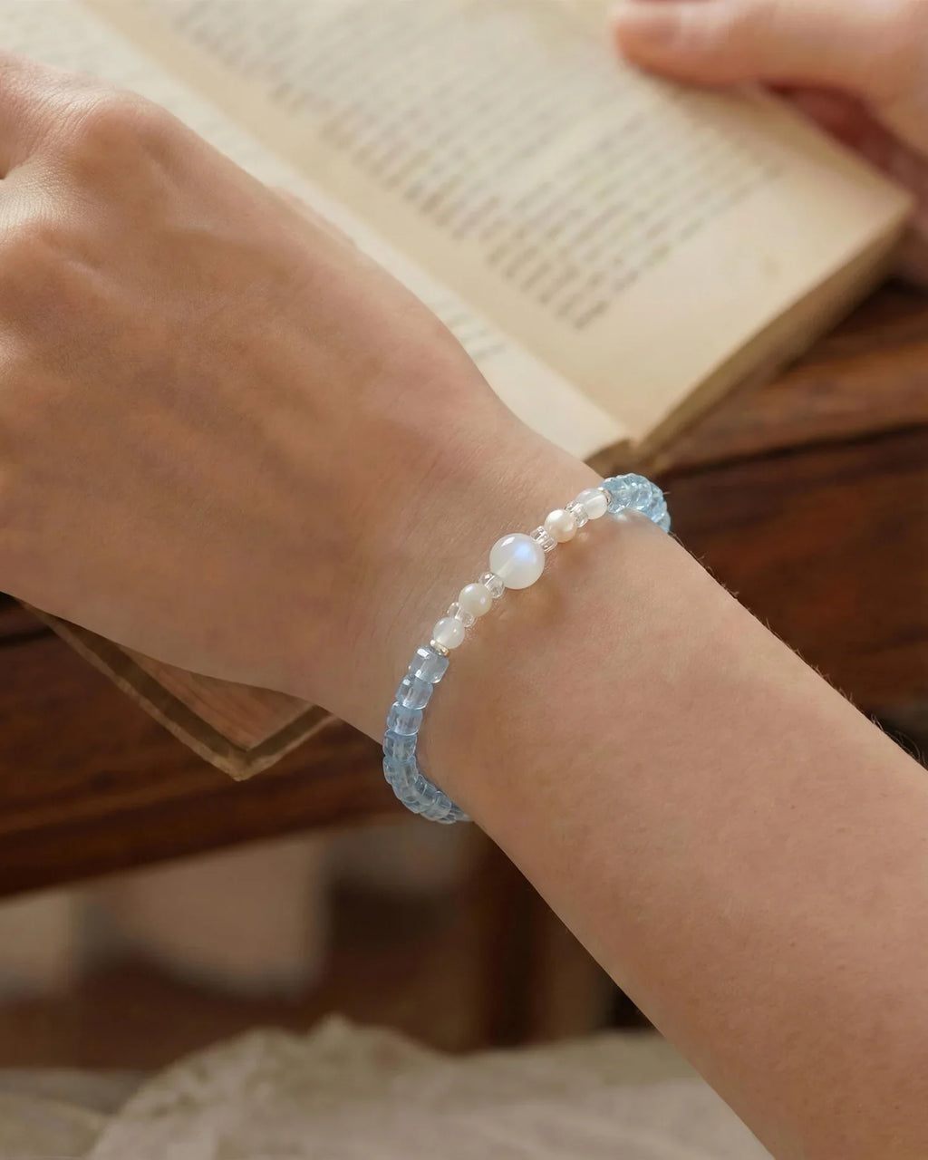Aquamarine Moonstone 14K Gold Plated  bracelet