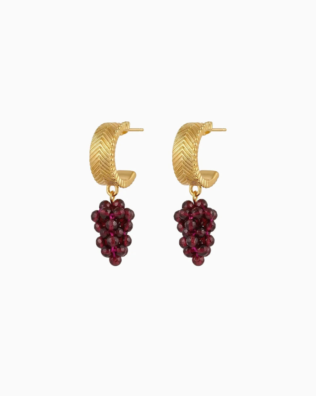 Garnet Grape Gold Earrings – Passion & Love