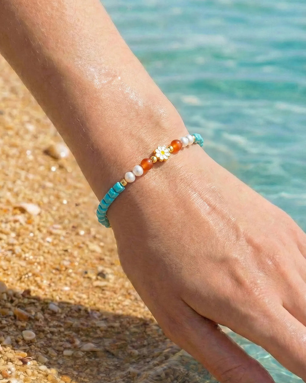Turquoise Pearl Gold Bracelet – Calm & Serenity
