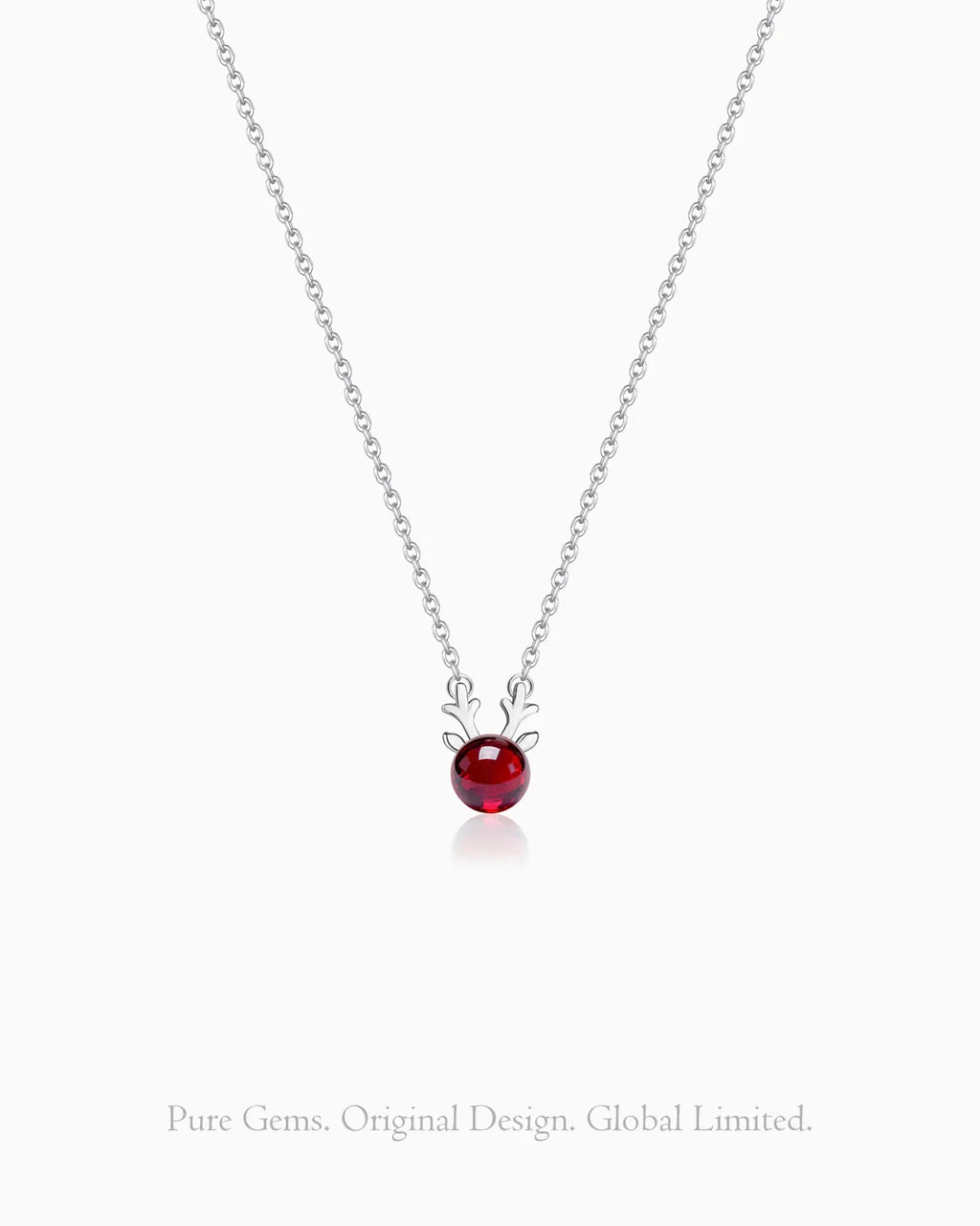 Garnet Antler Silver Necklace – Passion & Strength