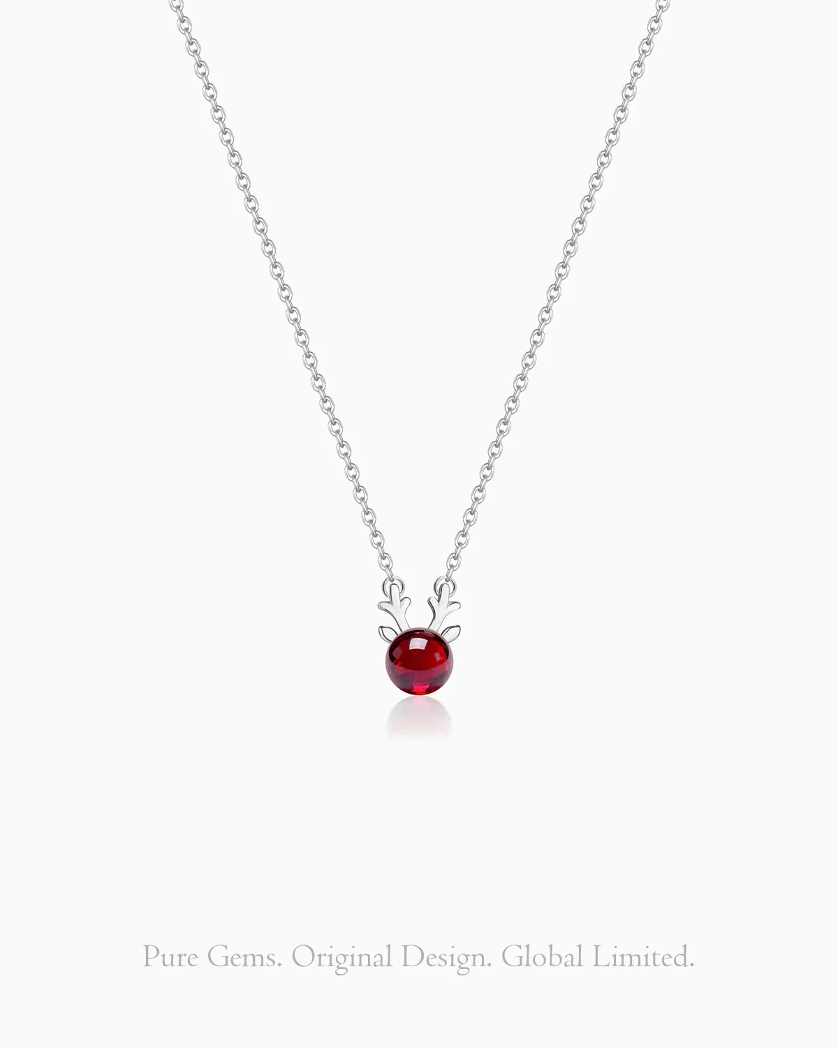 Garnet Antler Silver Necklace – Passion & Strength