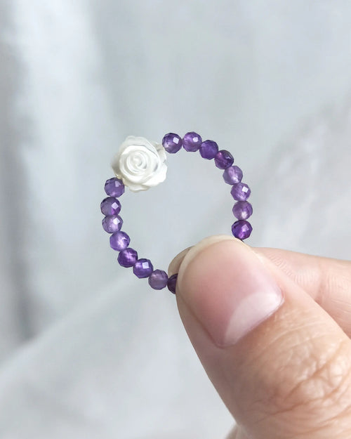 Amethyst Beaded Ring – Clarity & Calm