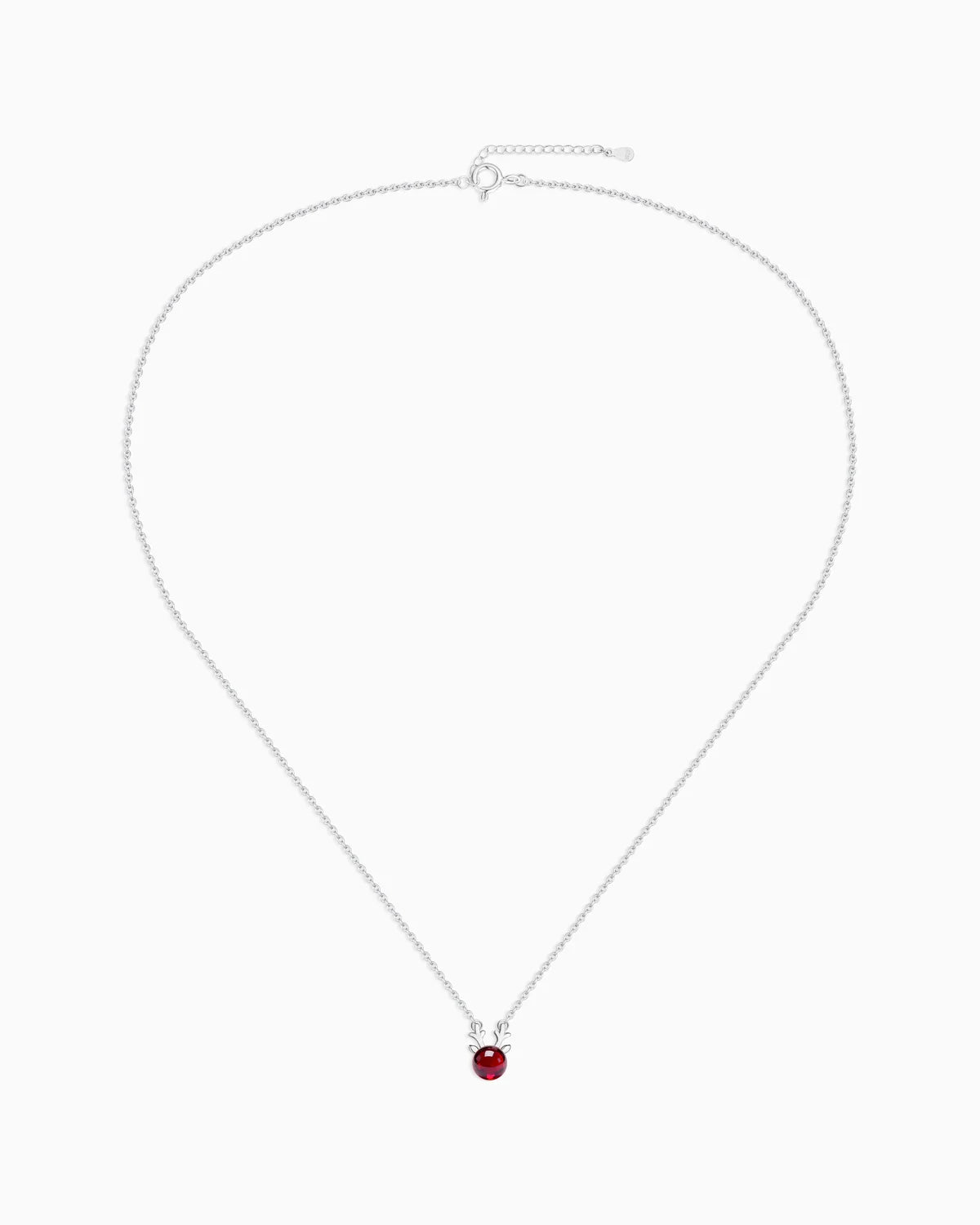 Garnet Antler Silver Necklace – Passion & Strength