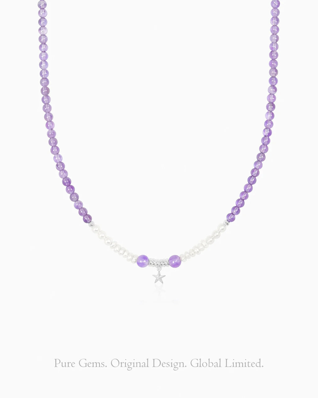 Amethyst Pearl Sterling Silver Necklace closeup