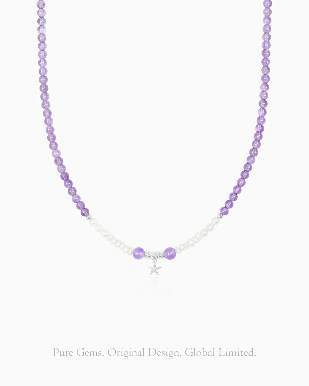 Amethyst Pearl Sterling Silver Necklace closeup