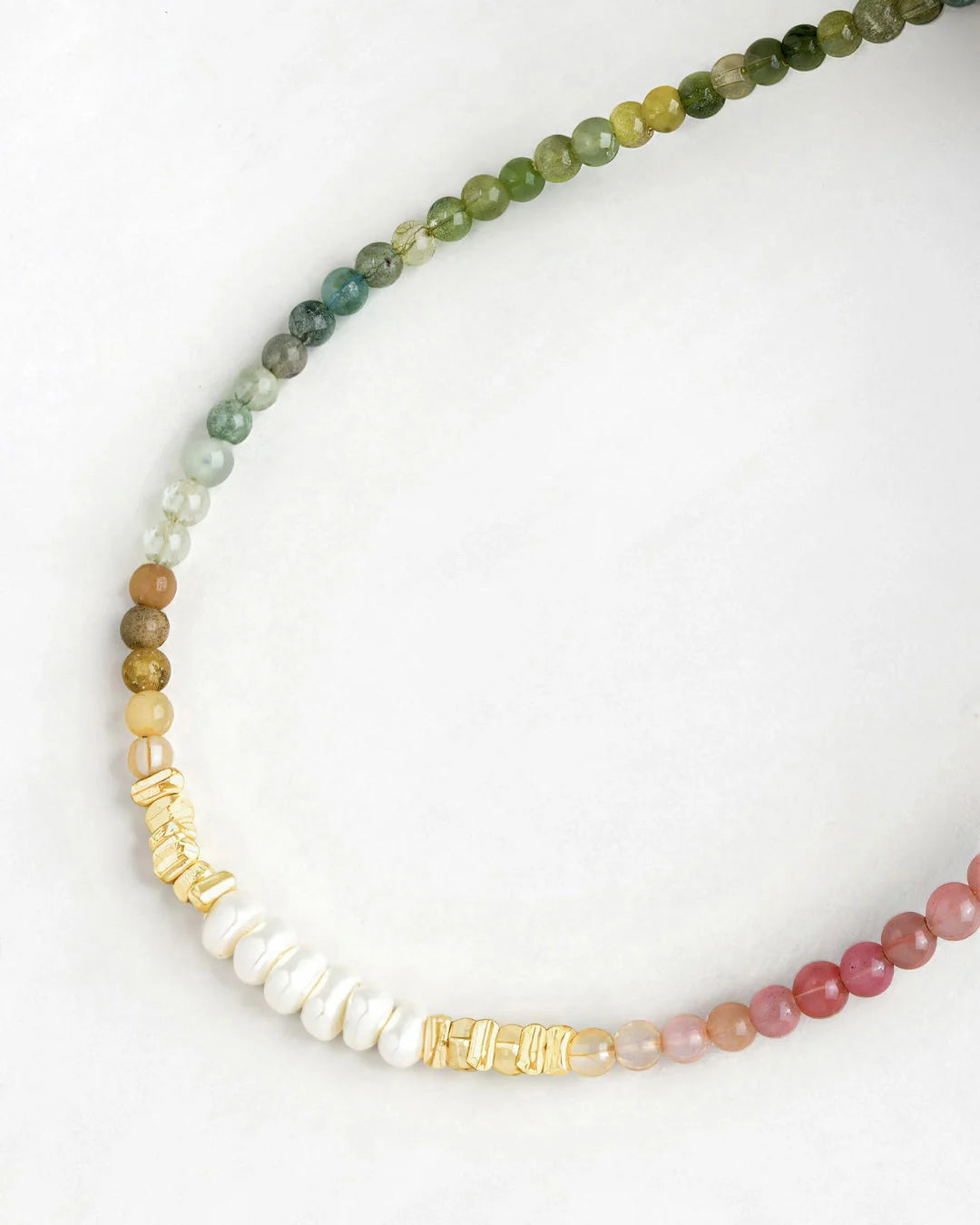 4mm Pink Tourmaline Beaded Necklace with Pearl