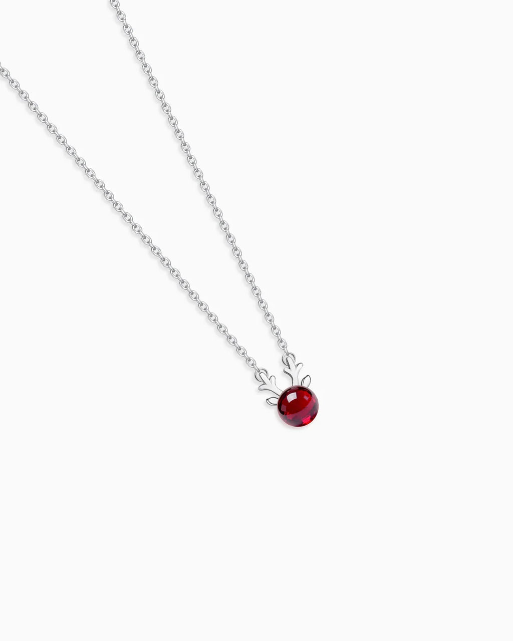 Garnet Antler Silver Necklace – Passion & Strength