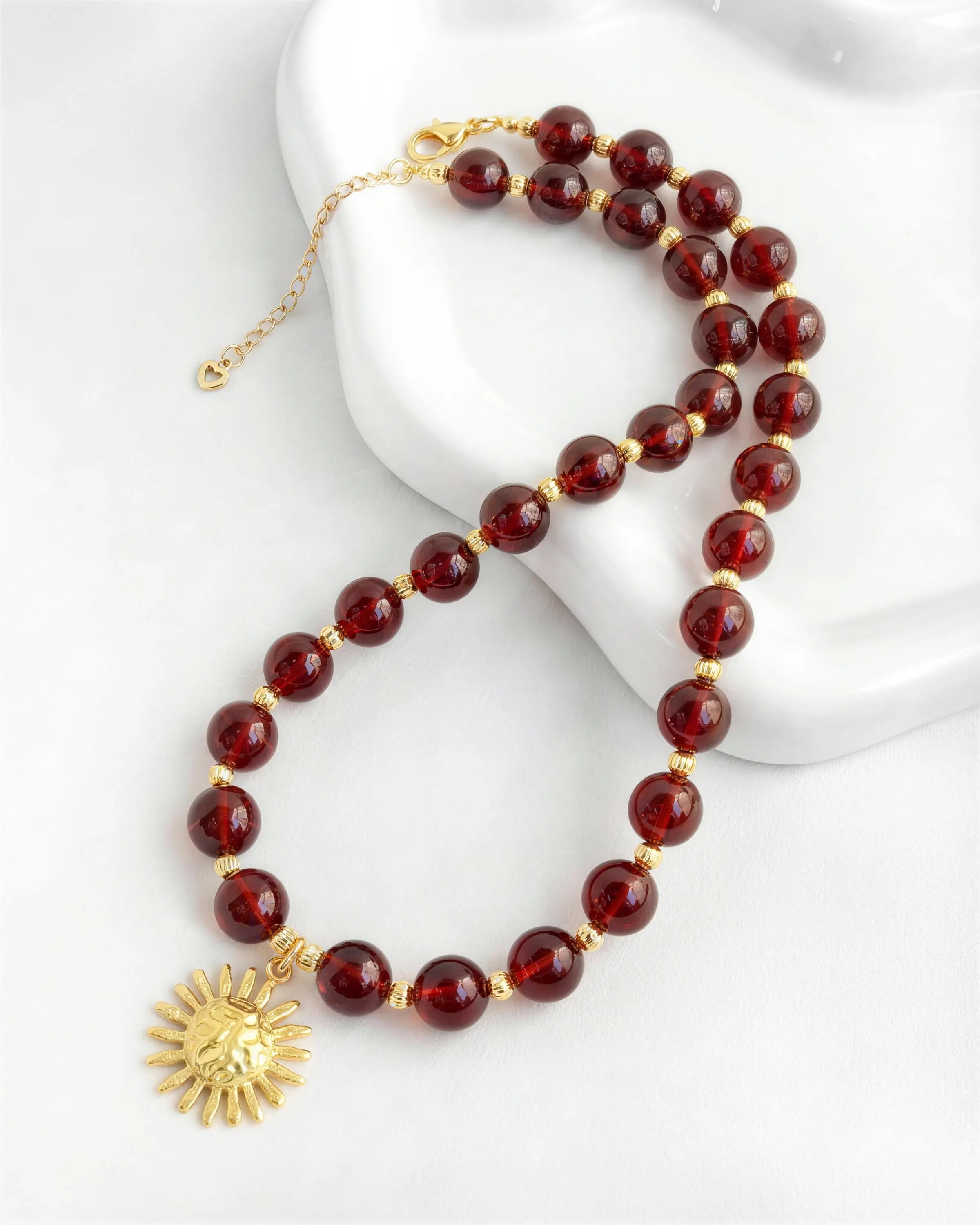 Garnet Sun Gold Necklace & Bracelet Set – Vitality & Courage