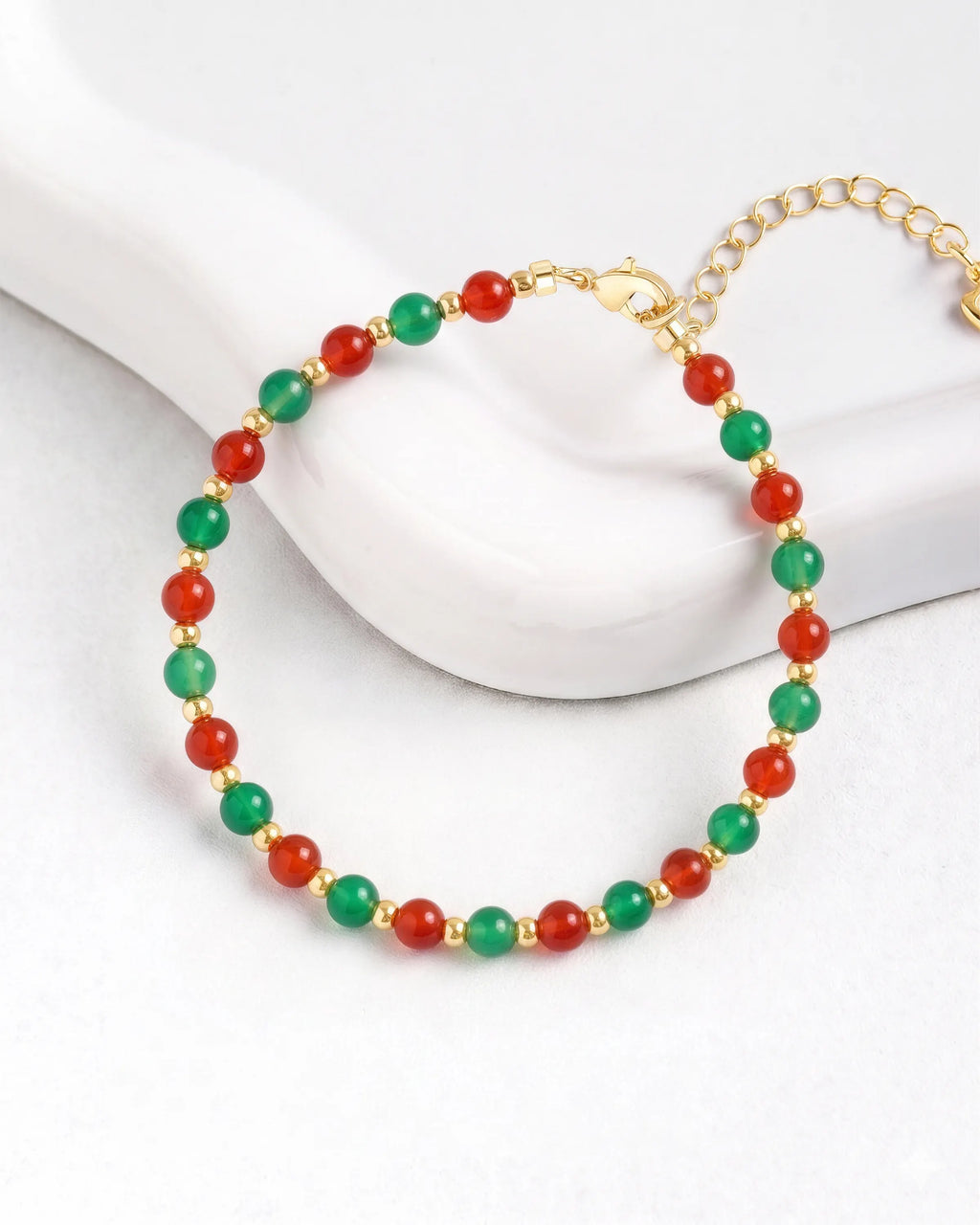 Green & Red Agate Gold Bracelet – Vitality & Balance
