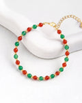 Green & Red Agate Gold Bracelet – Vitality & Balance