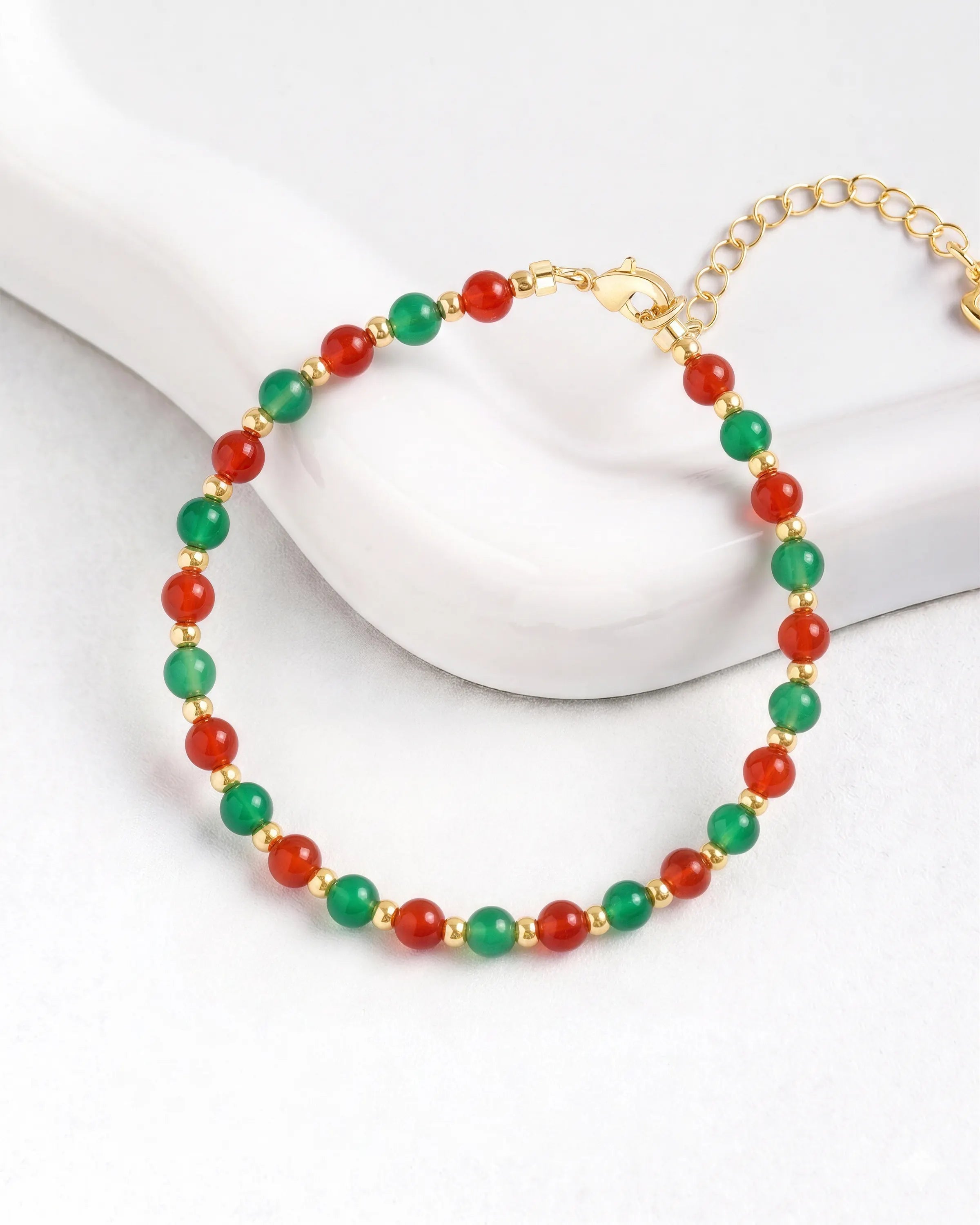 Green & Red Agate Gold Bracelet – Vitality & Balance