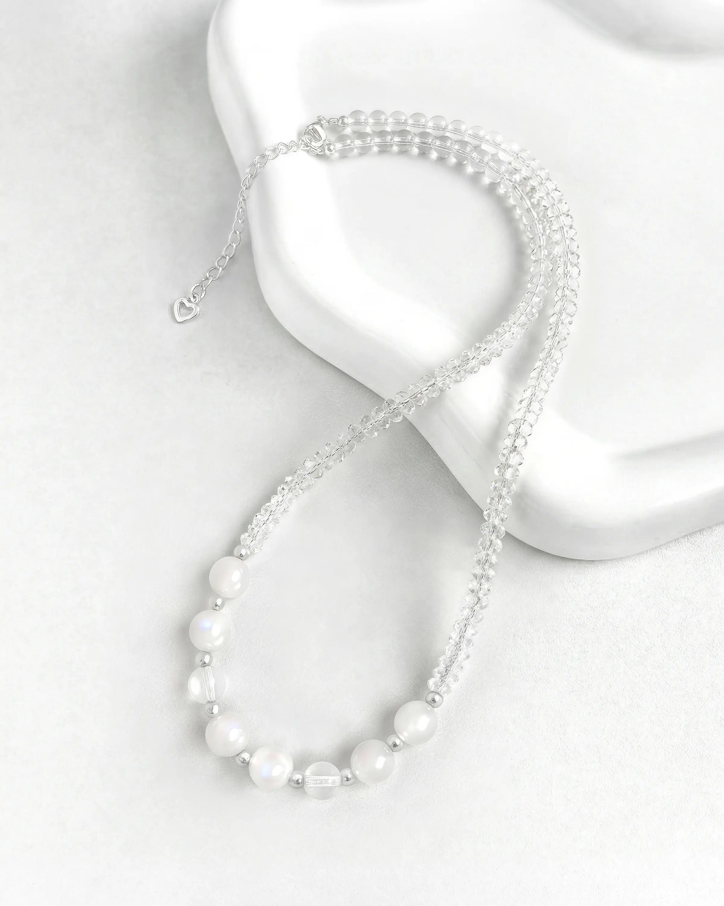 Moonstone Clear Quartz Silver Necklace – Intuition & Serenity