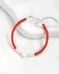 Red Agate Rose Silver Bracelet – Vitality & Purity