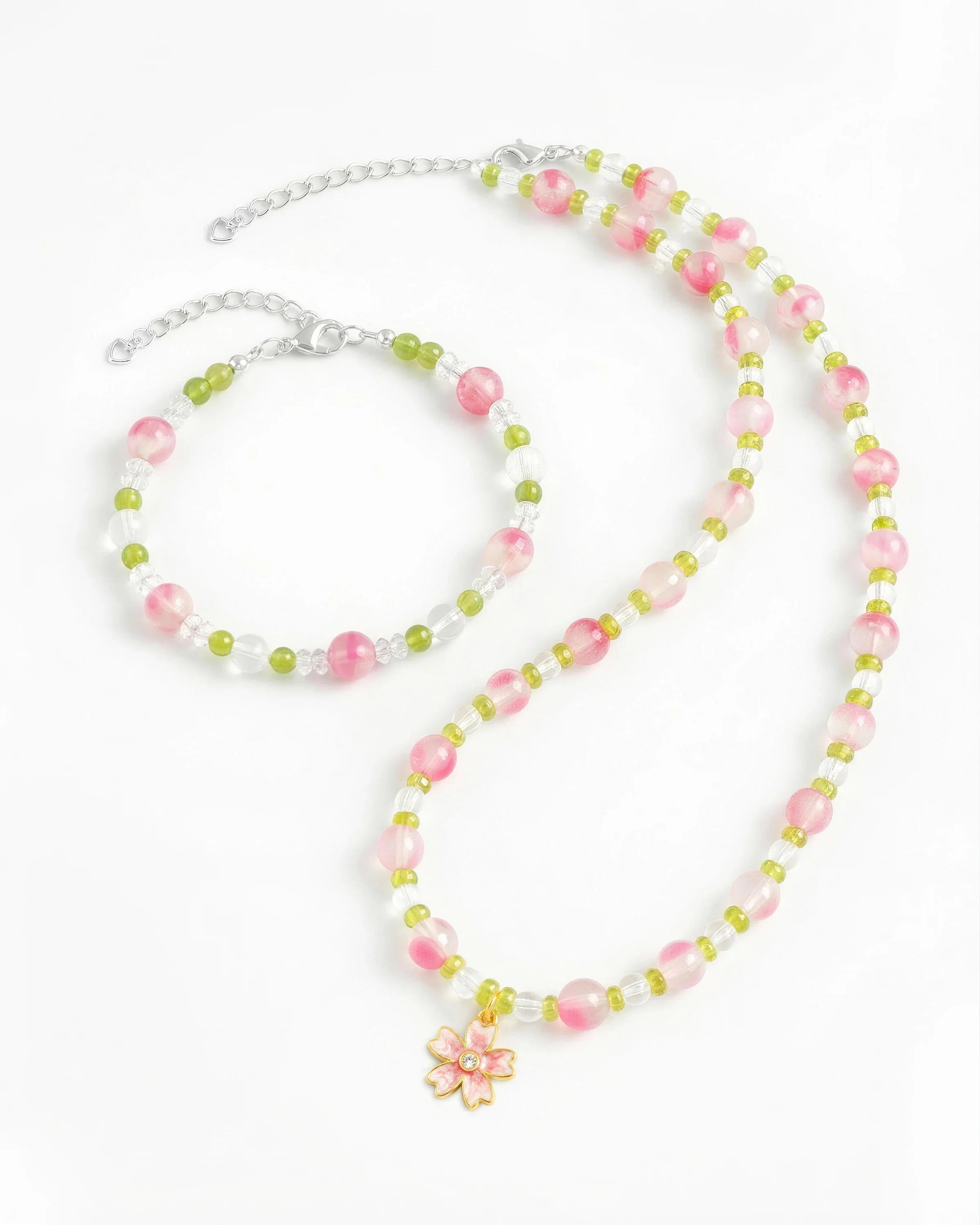 Peridot Rhodonite 14K Gold Plated Necklace and Bracelet Set