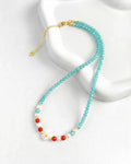 Amazonite red agate Daisy Gold Necklace