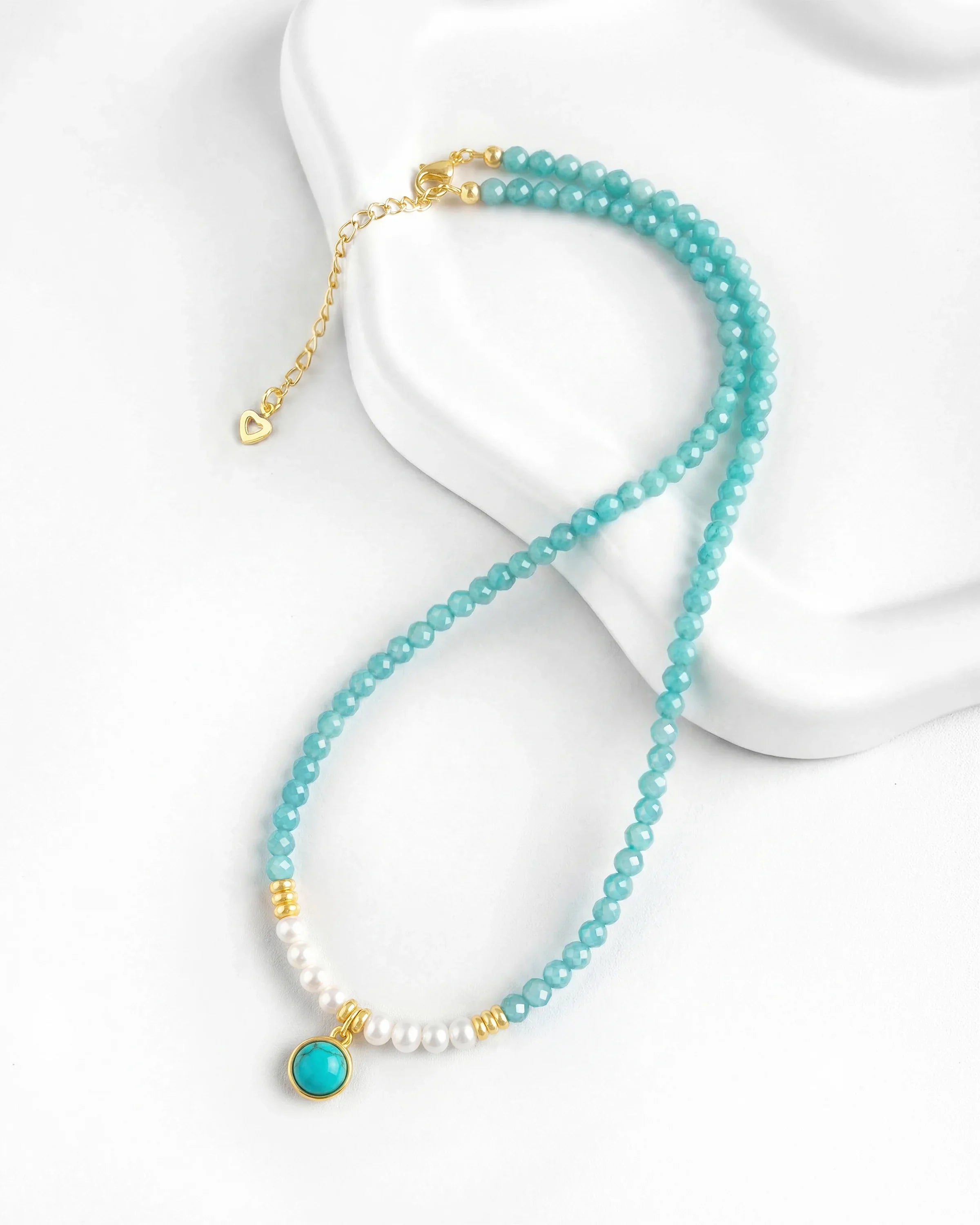 Amazonite Turquoise Pearl Gold Necklace