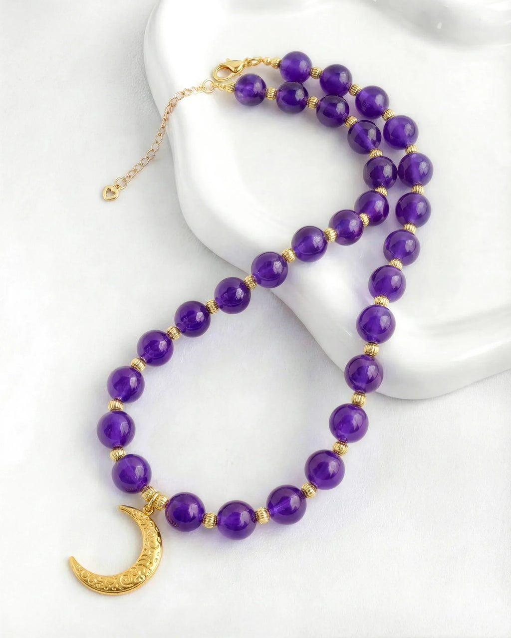 Amethyst Crescent Moon Gold Necklace & Bracelet Set – Intuition & Dreams