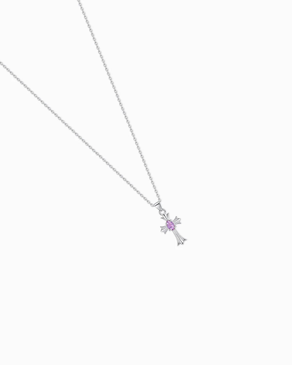 Amethyst Cross Silver Necklace – Intuition & Mystery