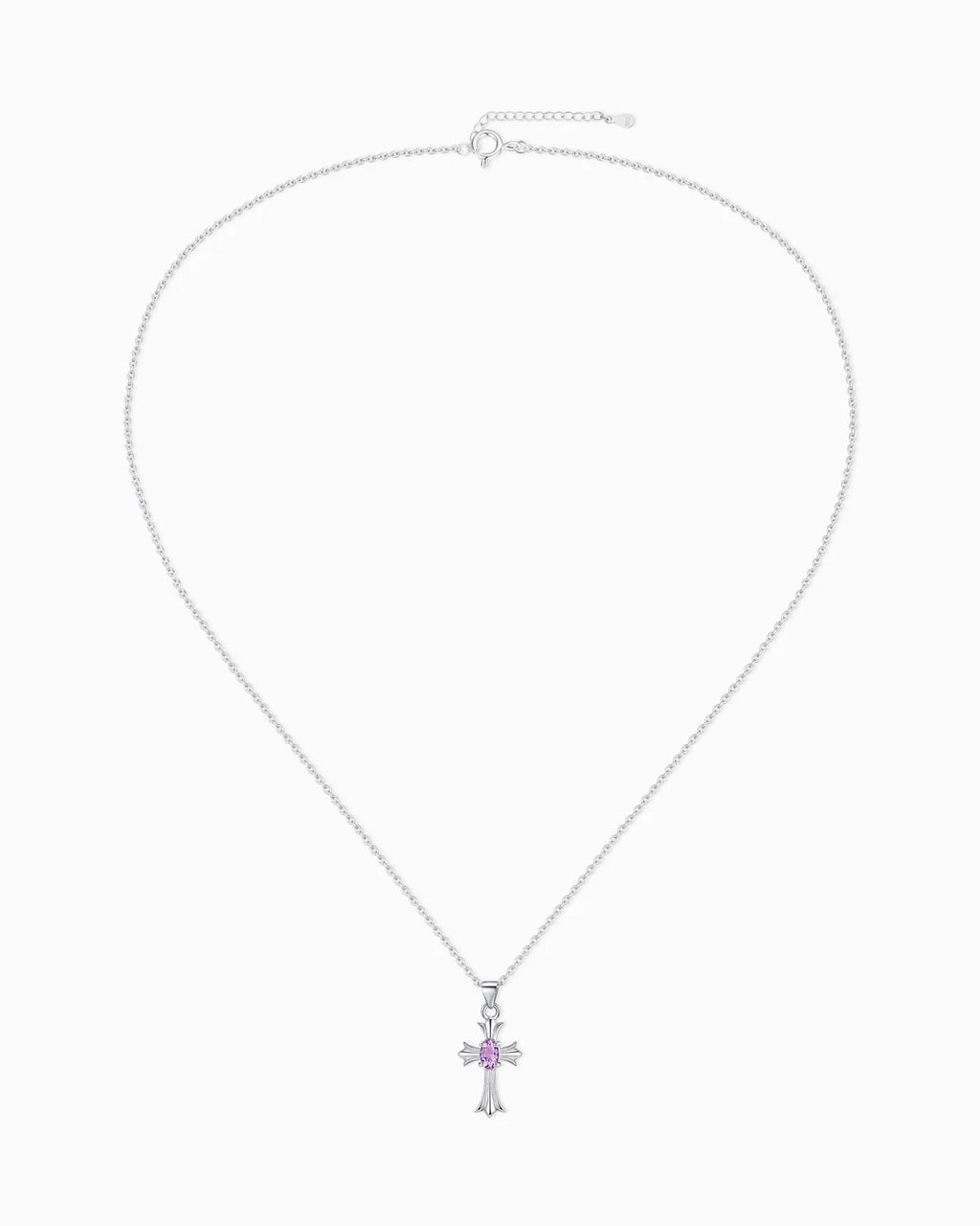 Amethyst Cross Silver Necklace – Intuition & Mystery