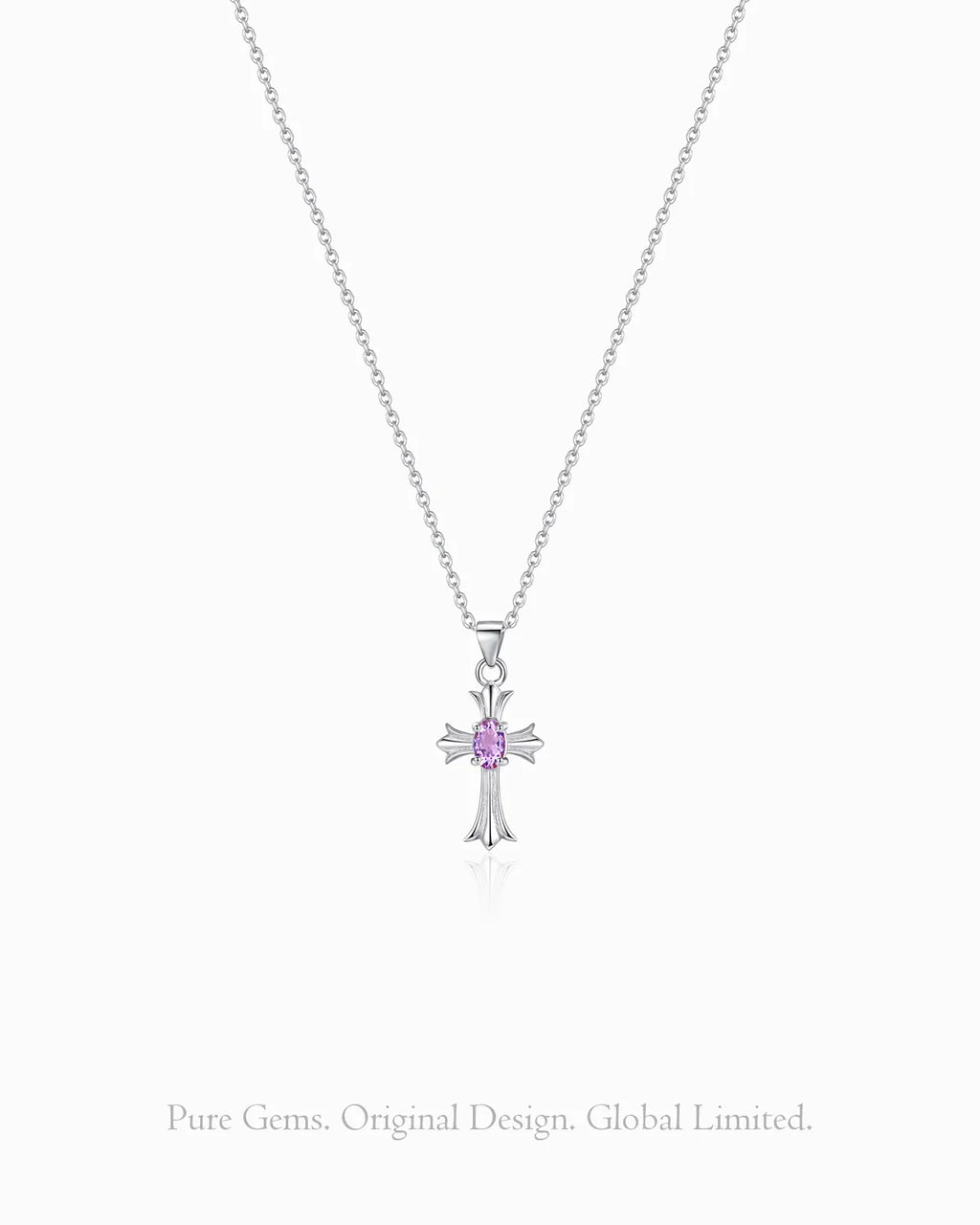 Amethyst Cross Silver Necklace – Intuition & Mystery