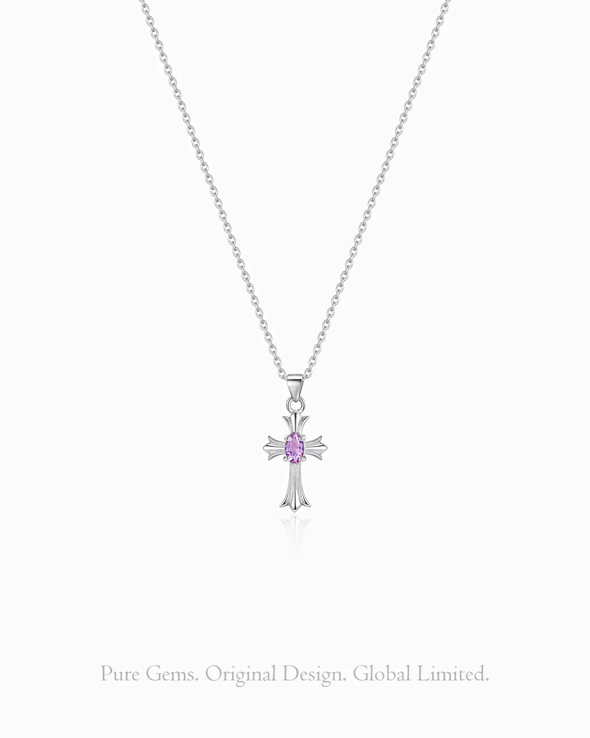 Amethyst Cross Silver Necklace – Intuition & Mystery