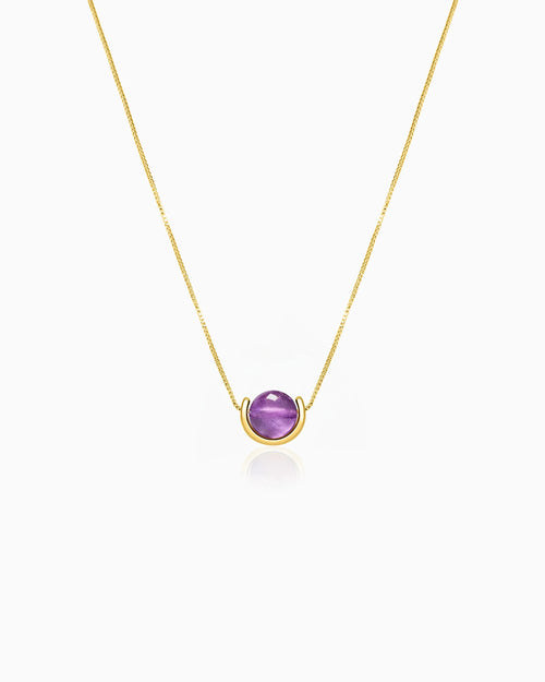 8mm Amethyst Crescent Pendant Necklace