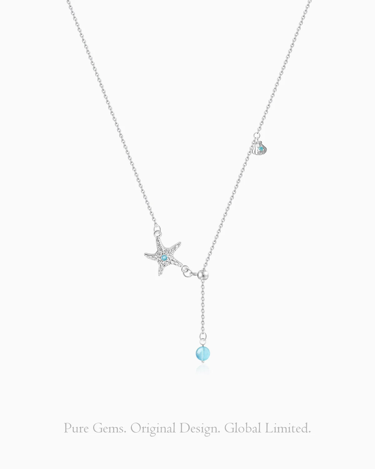 aquamarine Bead Pendant Y Neaklace