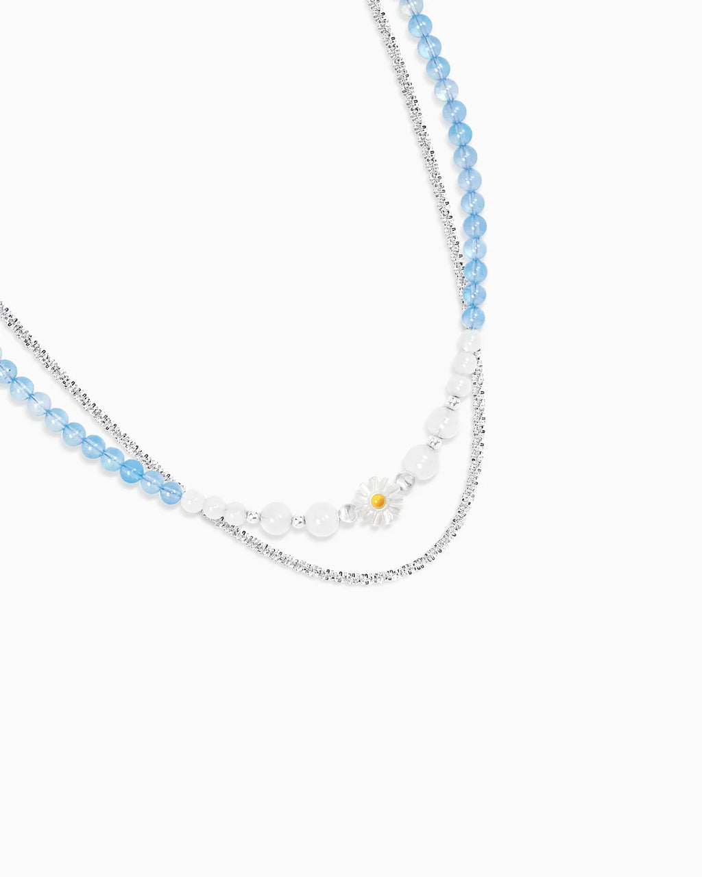 Aquamarine Moonstone Silver Necklace Set – Harmony & Intuition