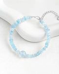 Aquamarine Silver Freeform Chips Focal Bracelet
