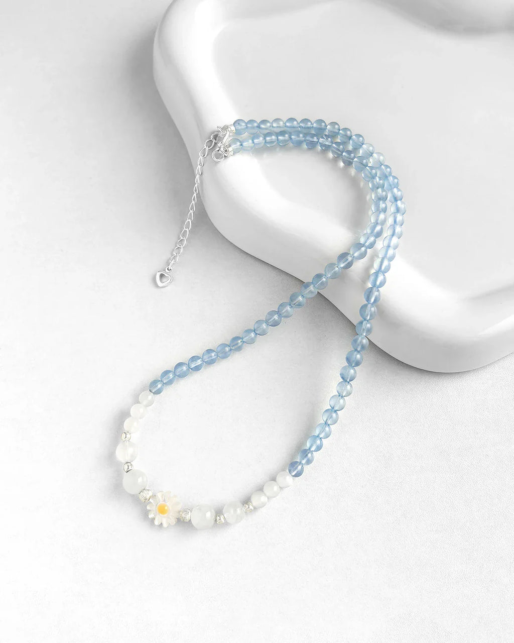 Aquamarine Moonstone Silver Necklace – Harmony & Intuition