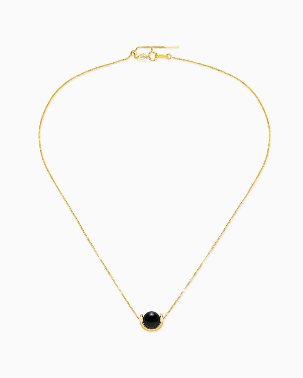 Black Onyx U-Shape Gold Necklace – Protection & Elegance