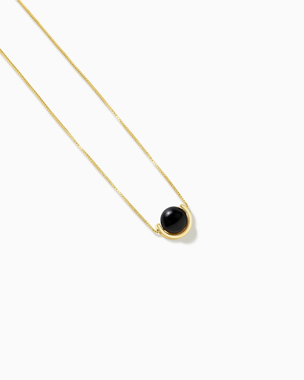 Black Onyx U-Shape Gold Necklace – Protection & Elegance