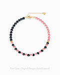 Black Tourmaline Rhodochrosite Sterling Silver Beaded Bracelet