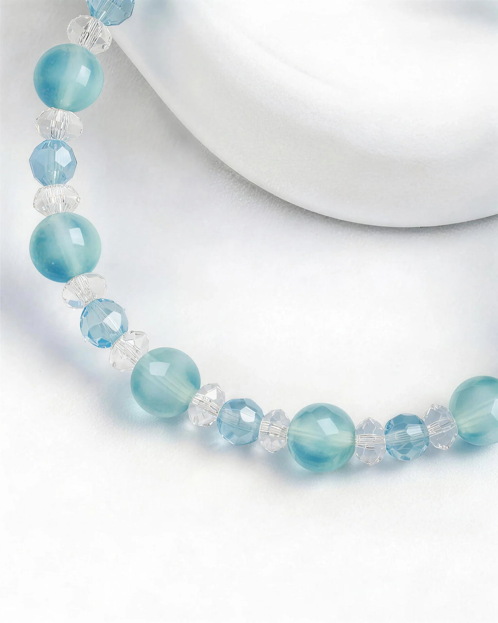 Details of Blue Chalcedony and Clear Quartz Silver Bracelet