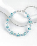 Blue Chalcedony and Clear Quartz Silver Bracelet