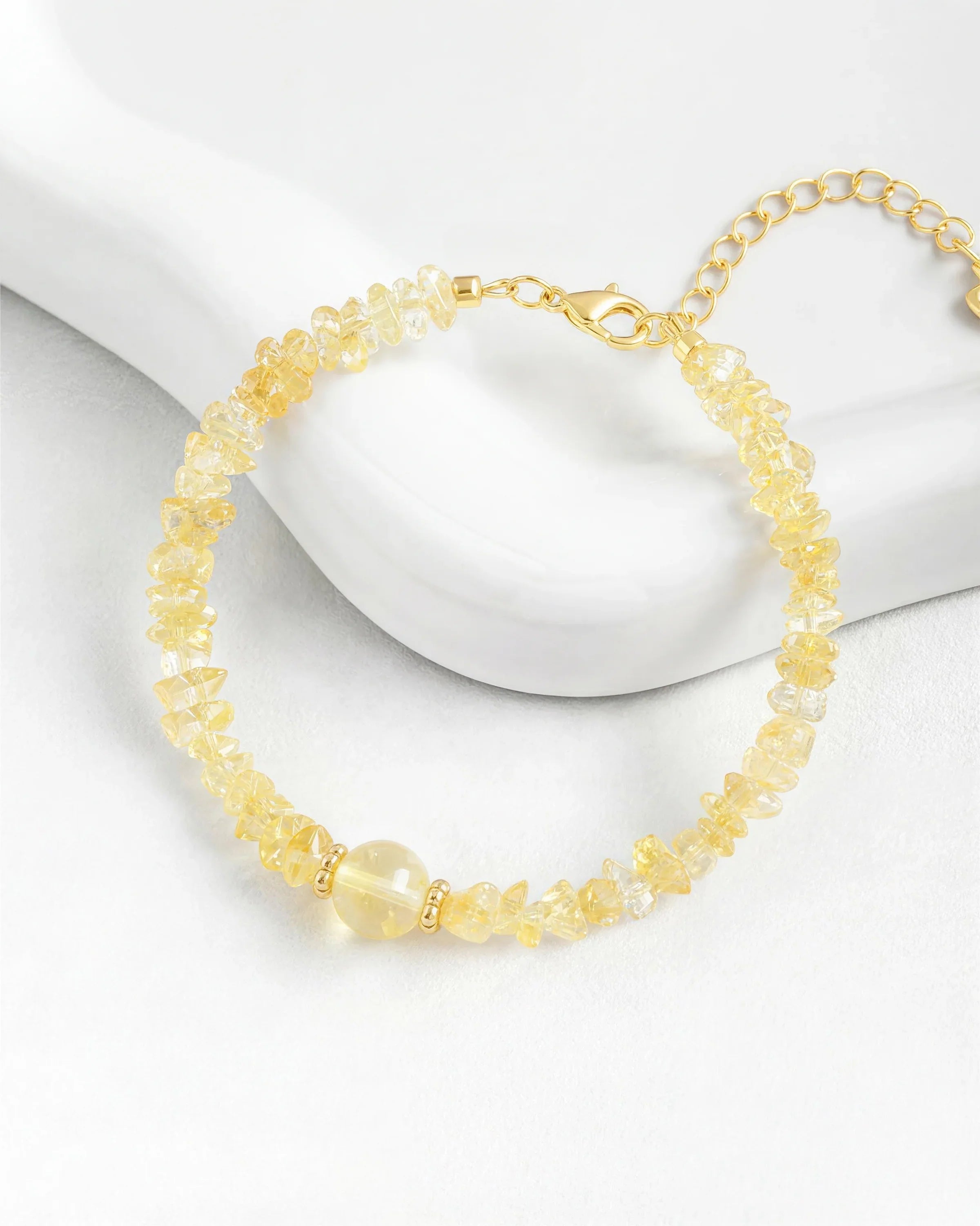 Citrine Freeform Chips Focal Gold Bracelet