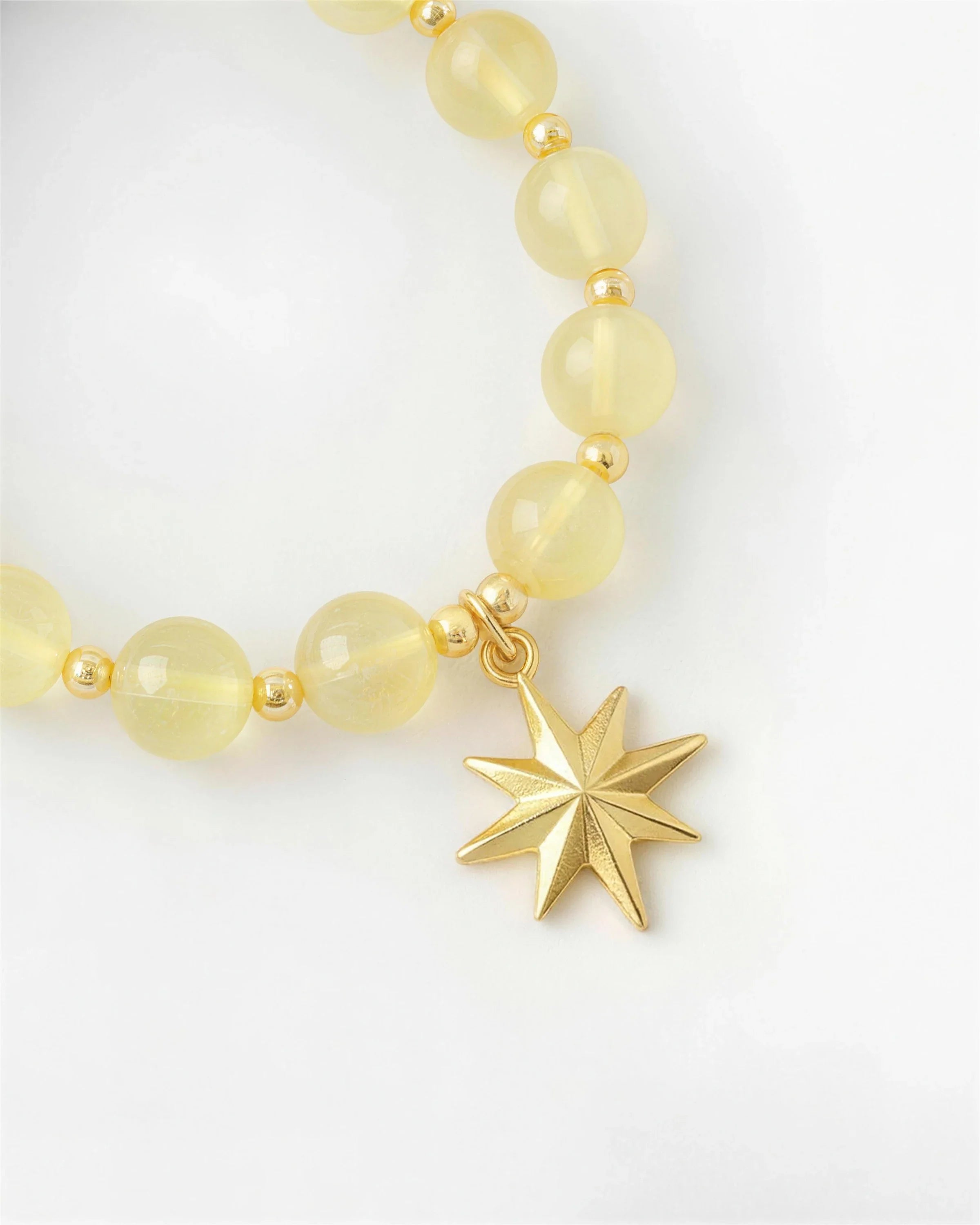 10mm Citrine Beaded Necklace with Sun Pendant