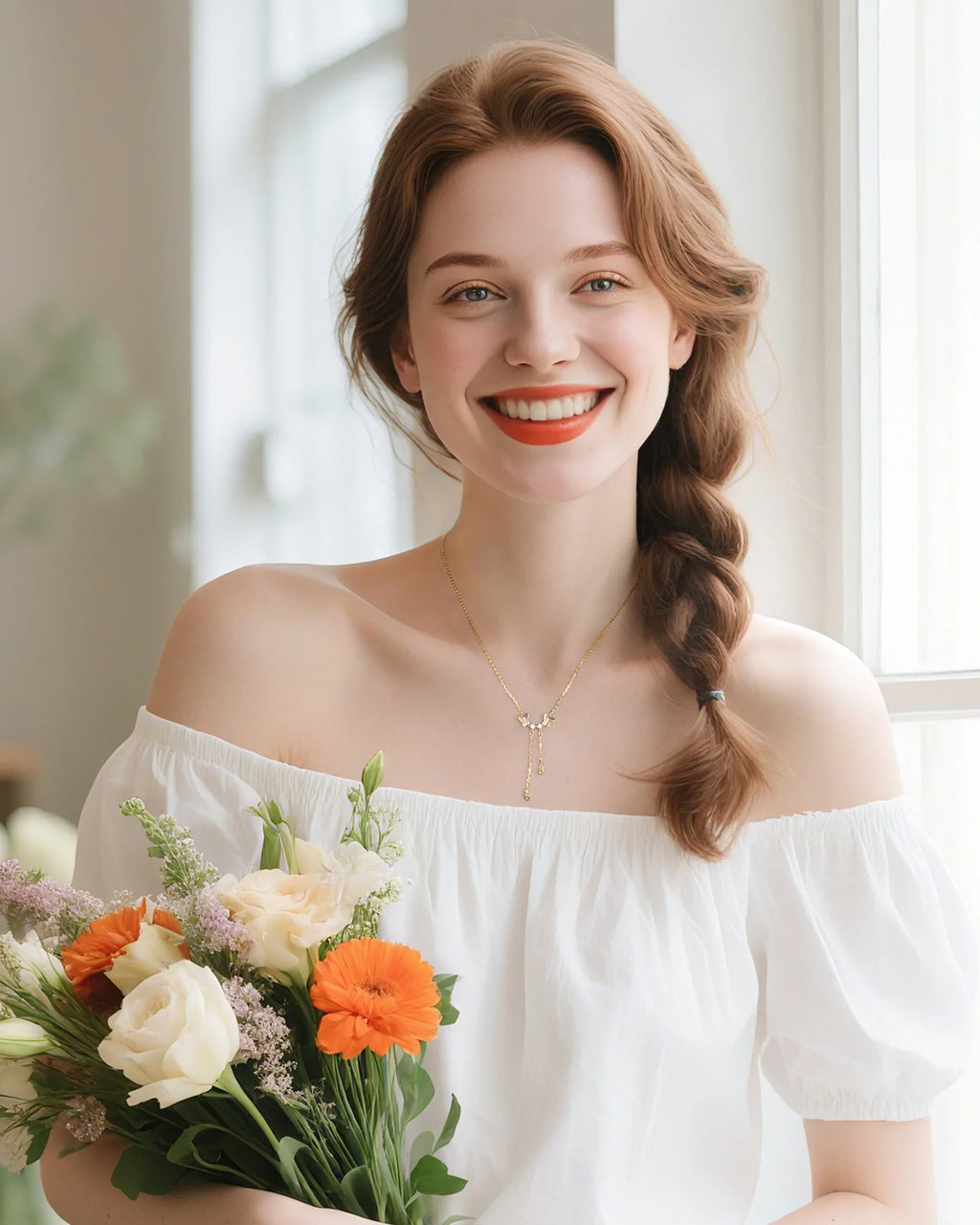 Clear Quartz Double Drop Pendant Necklace | April Birthstone Jewelry