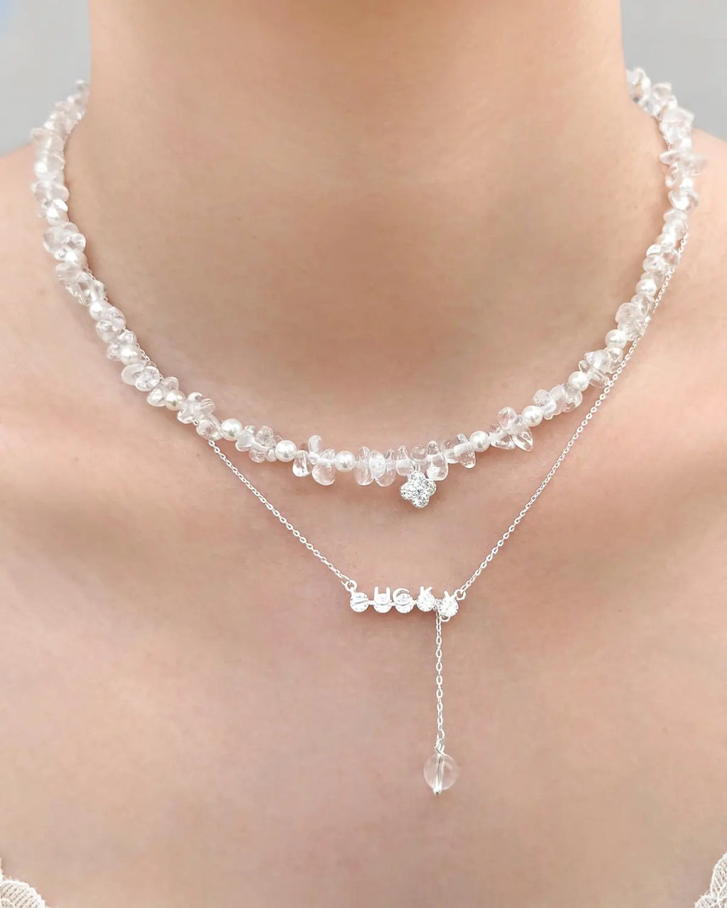Clear Quartz Silver Necklace Set – Clarity & Focus