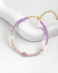 Purple Amethyst Birthstone Faceted Gold Plated Sterling Silver Bracelet