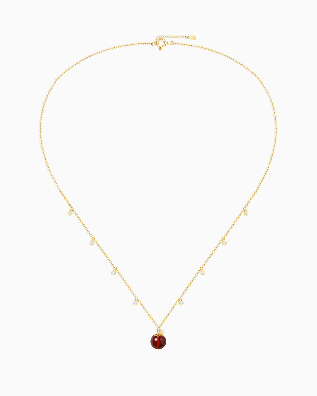 Garnet Gold Orbit 10mm Necklace