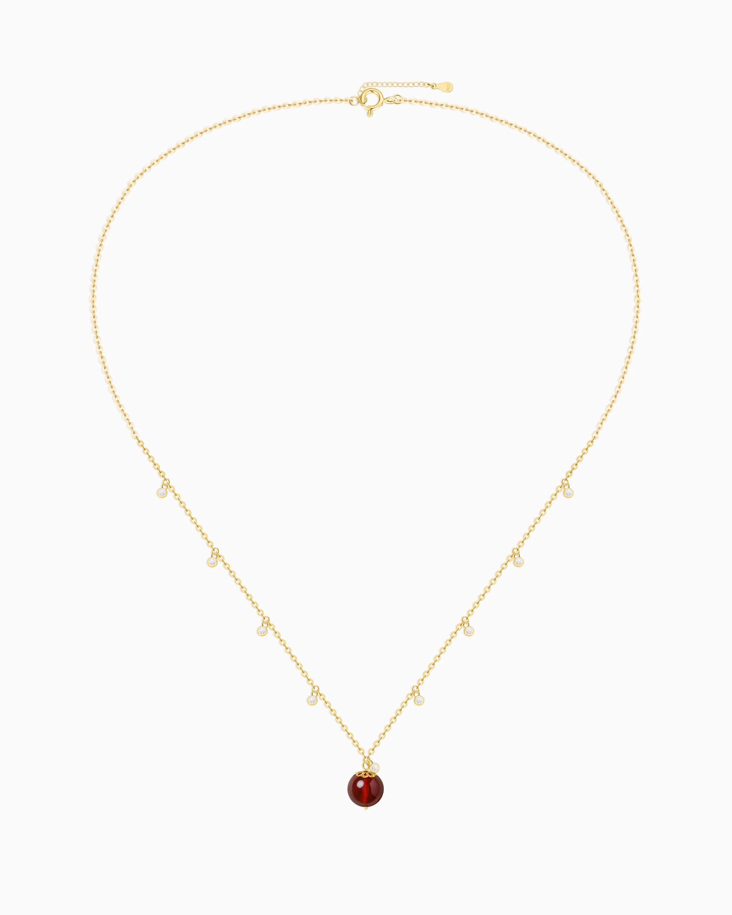 Garnet Gold Orbit 10mm Necklace